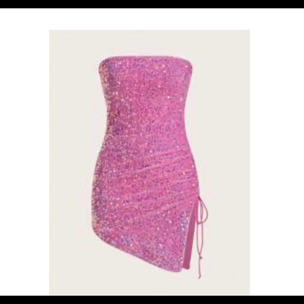 Pink strapless sequin dress
